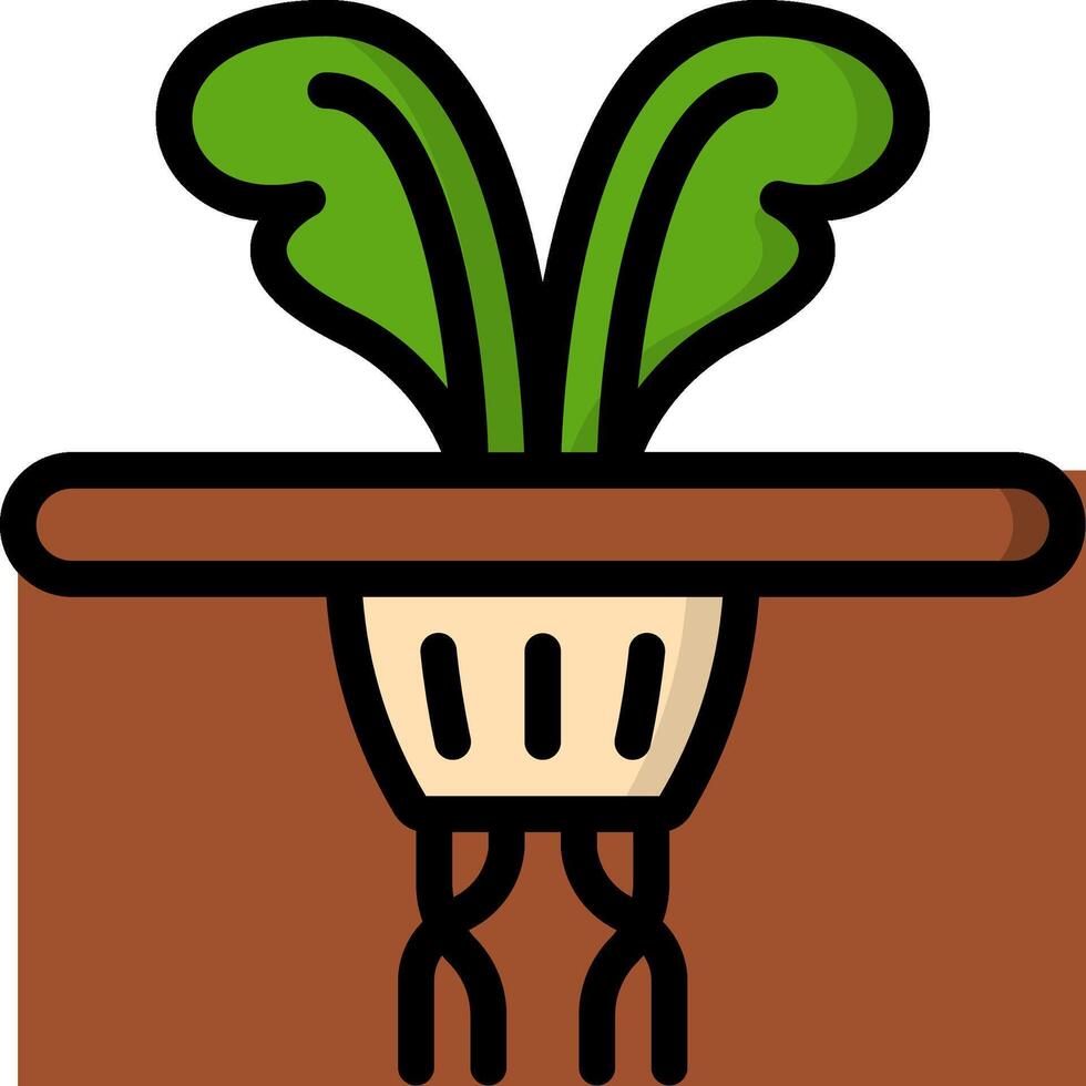A plant with roots in a pot vector