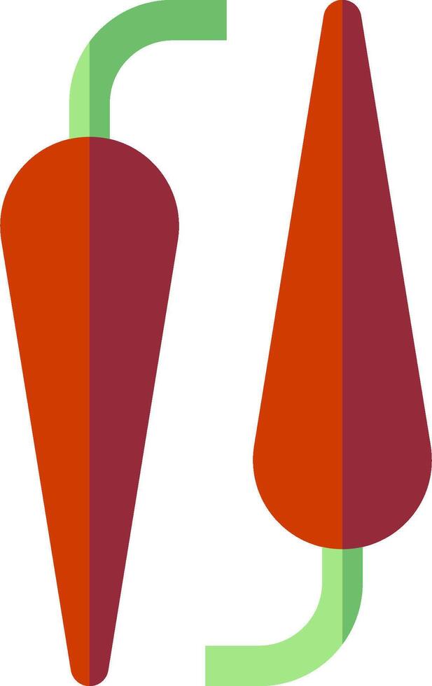 Two red peppers with green stems on a white background vector