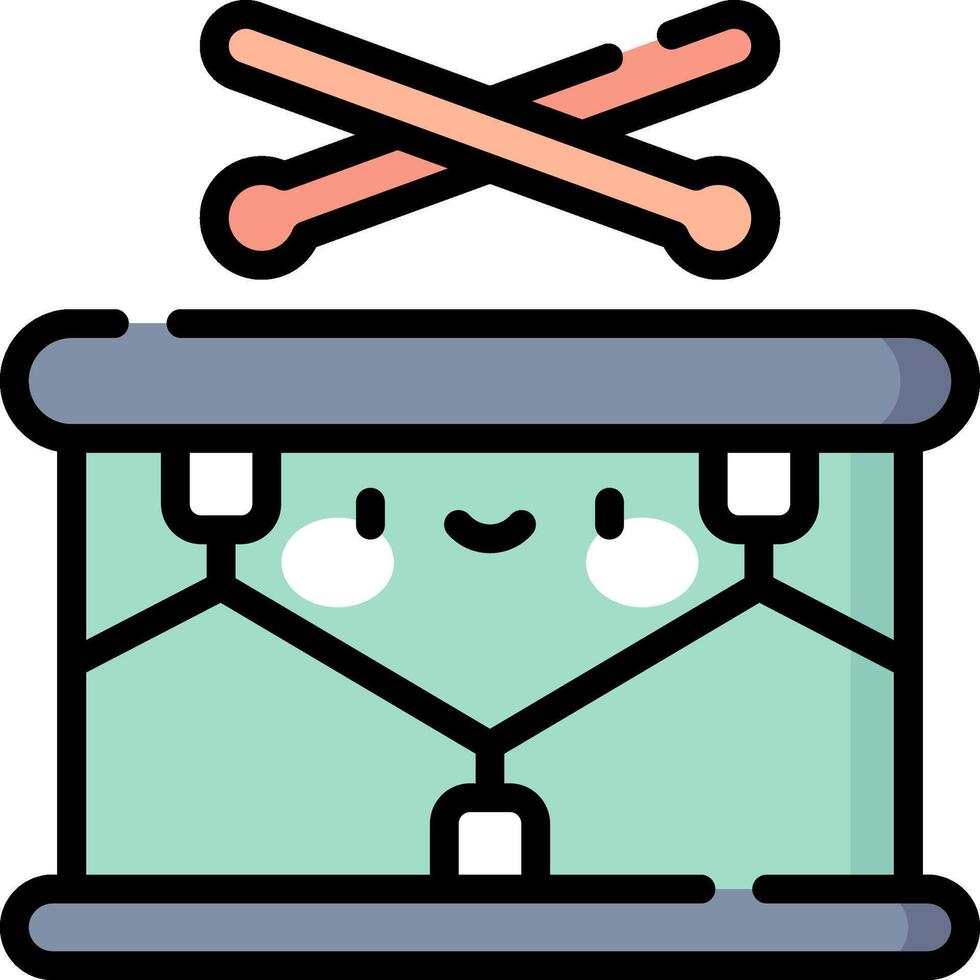 A drum with a smiley face and two sticks vector