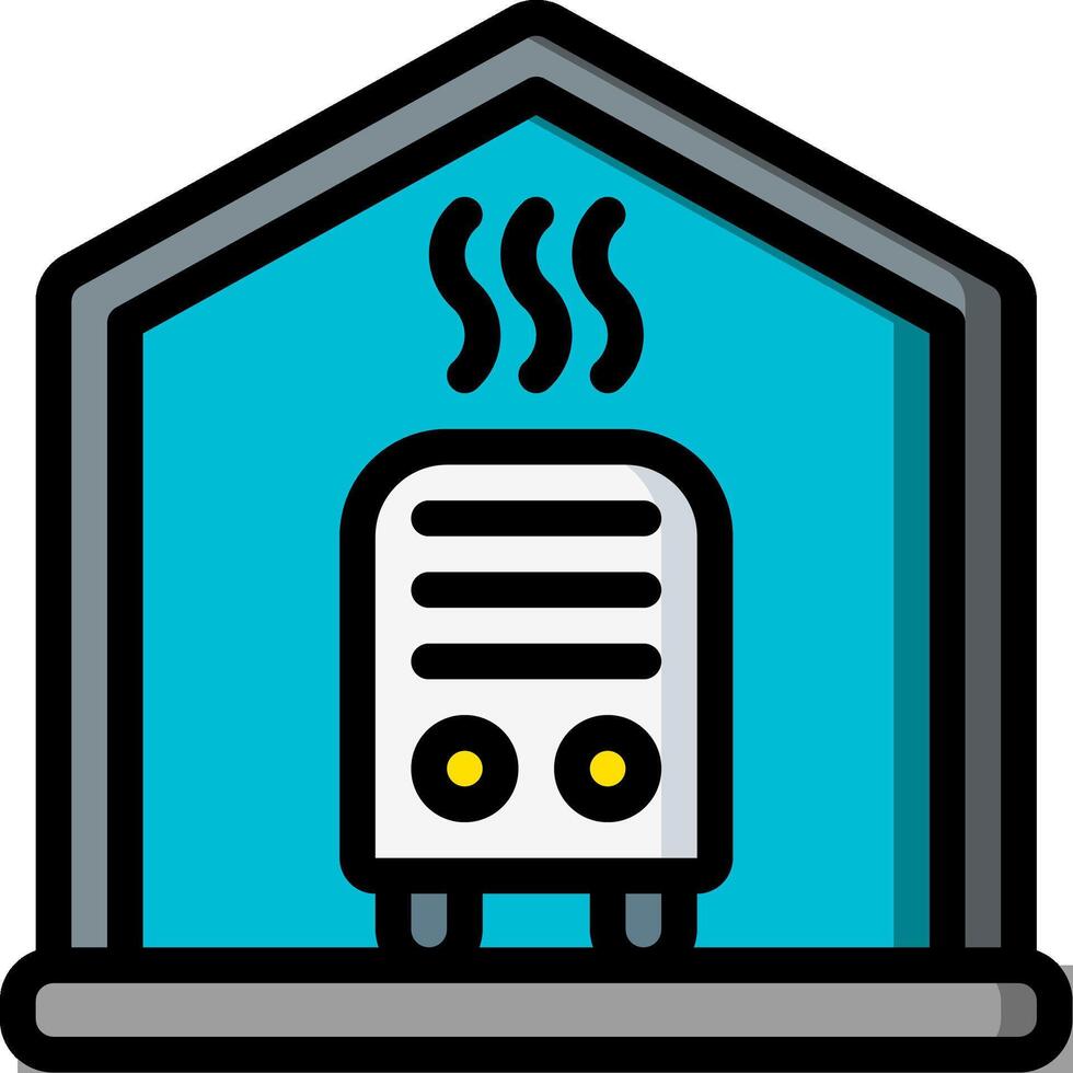 A house with a heater and a sign that says heating vector
