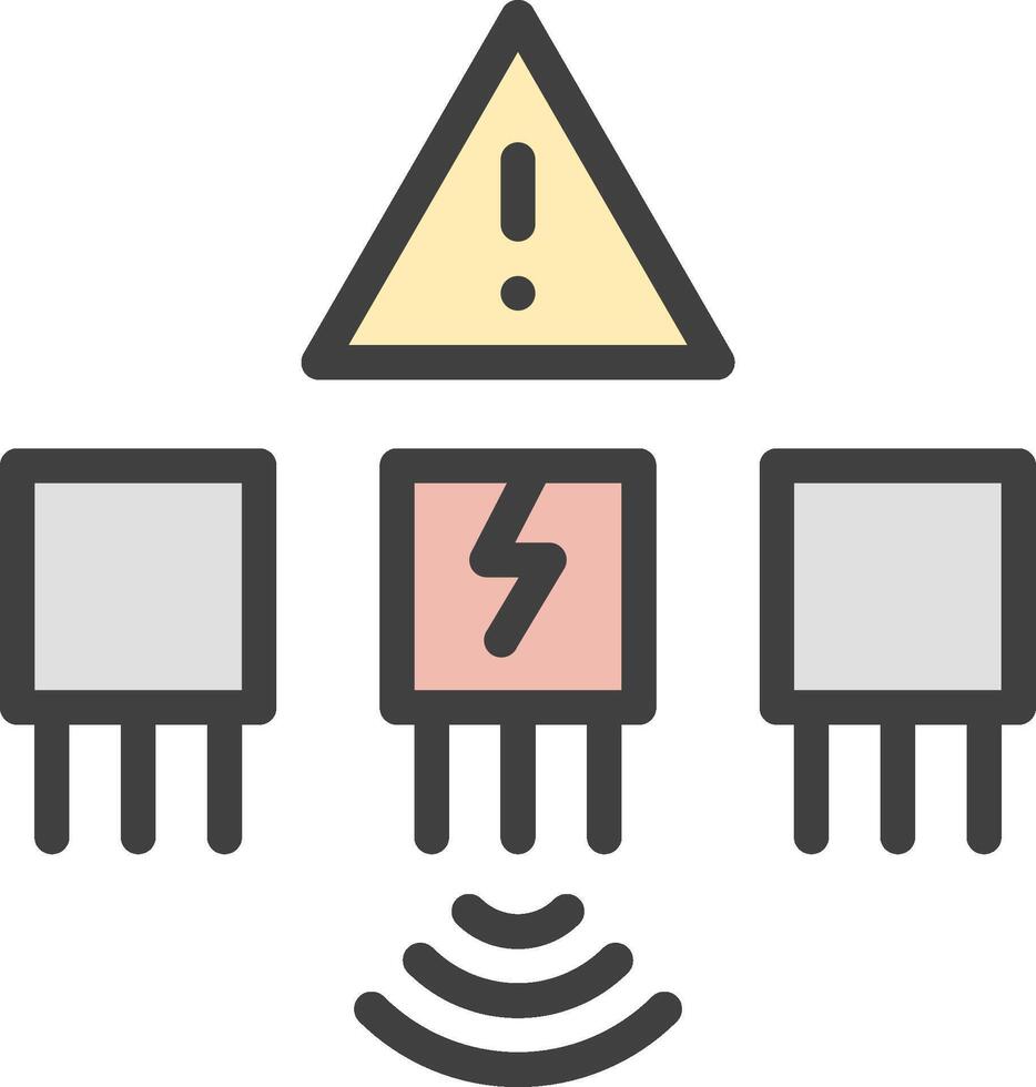 A warning triangle and a circuit board with a warning sign vector