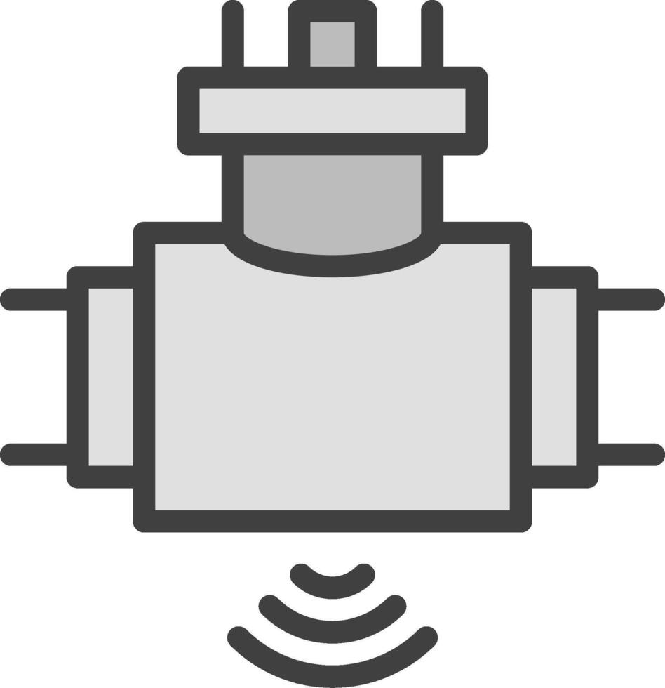 A black and white image of a valve with a wireless signal vector