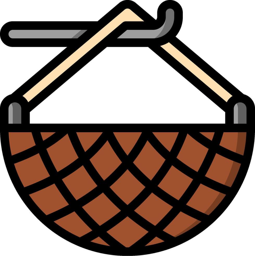 A basket with a handle and a hook vector