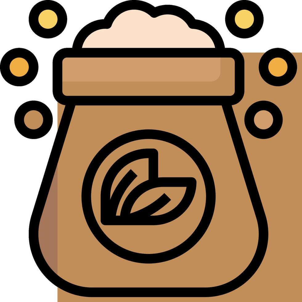 A bag of beans icon with a leaf on it vector