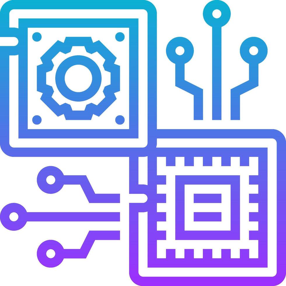 A computer chip and a circuit board vector
