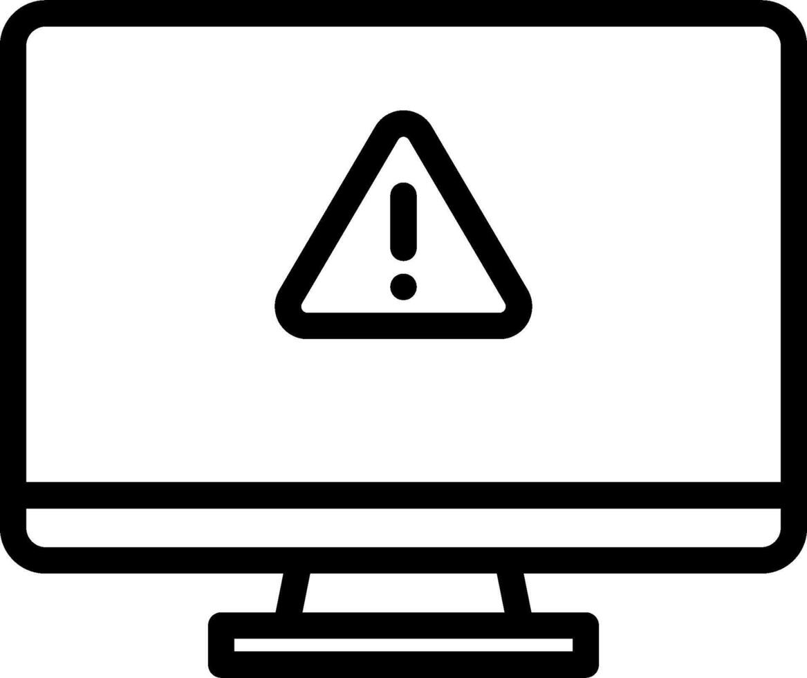 A computer monitor with a warning sign on it vector