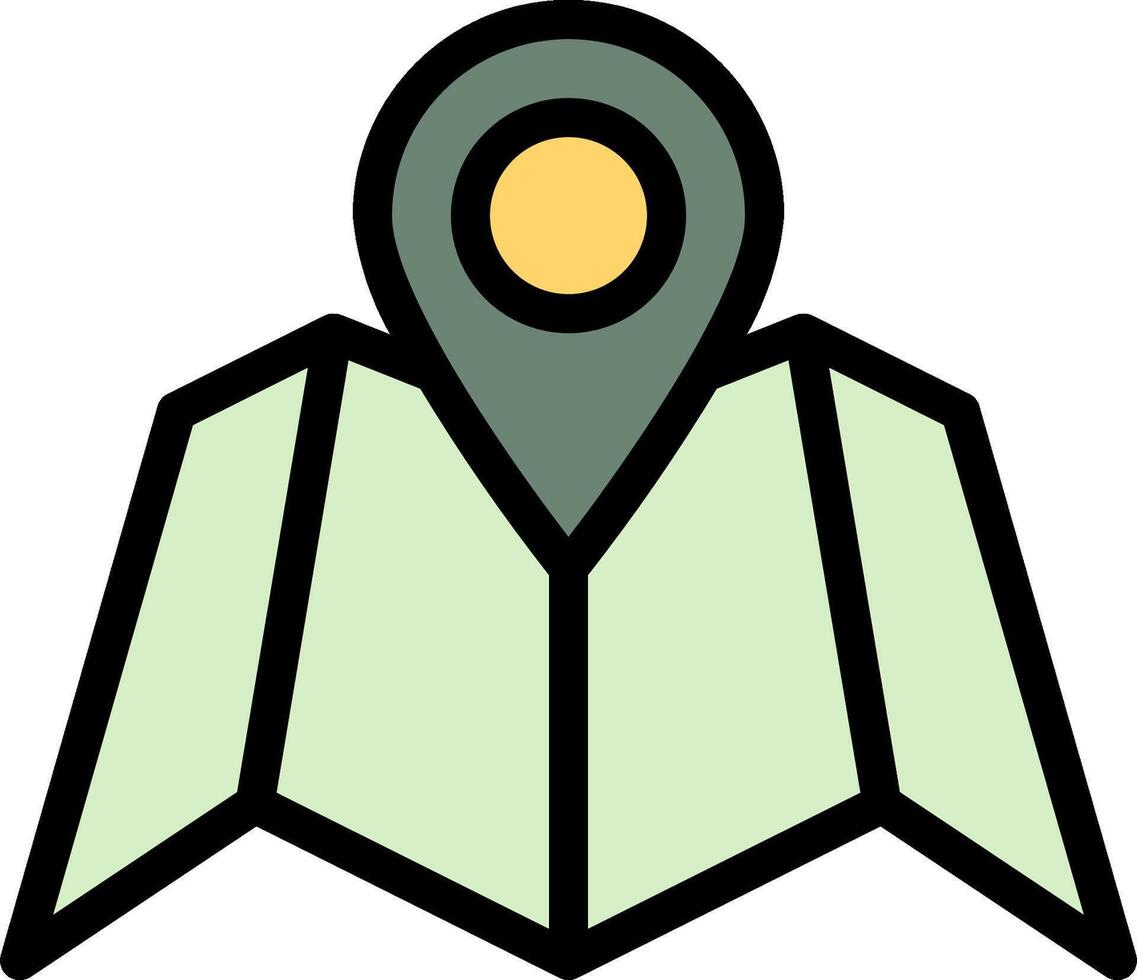 A map pin icon with a yellow dot vector