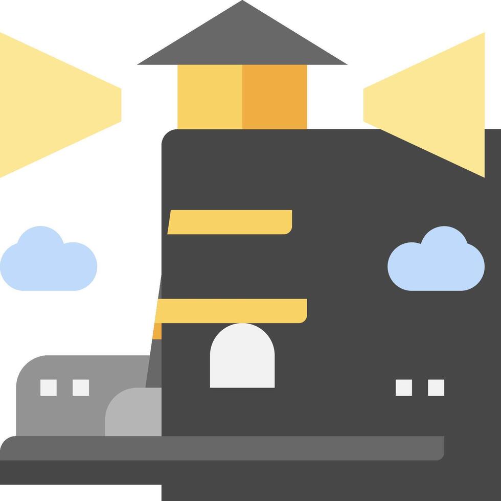 A lighthouse with a yellow light on top vector
