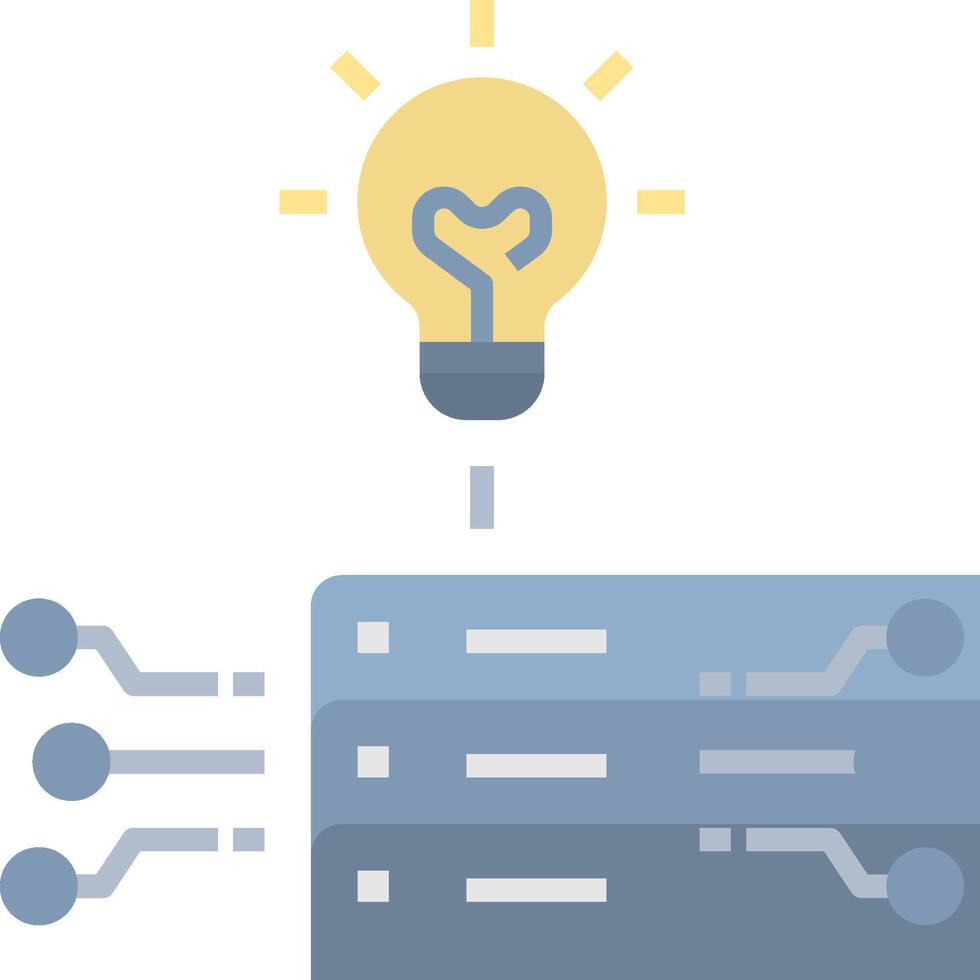 A light bulb is connected to a server vector
