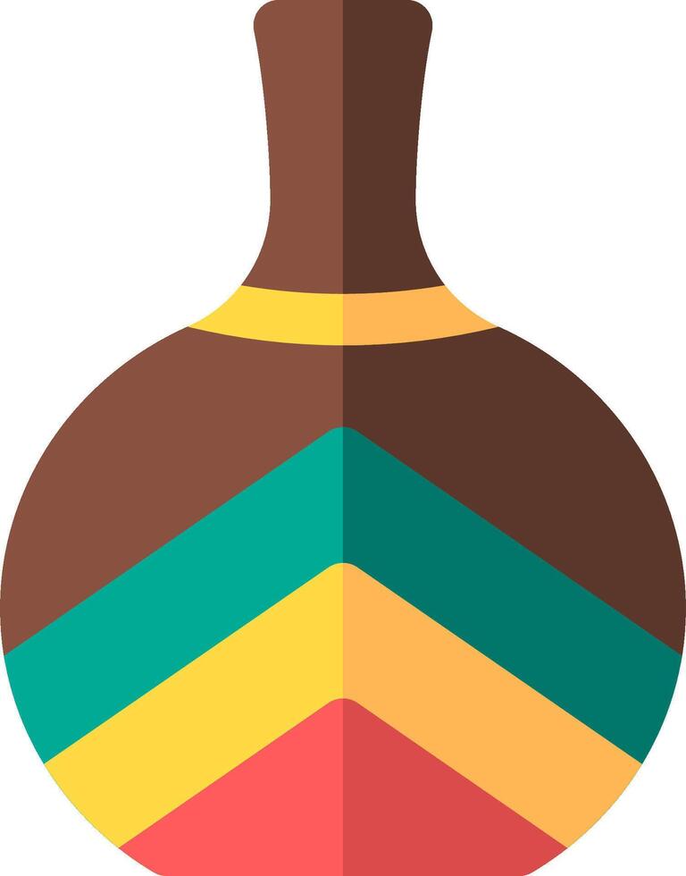 A colorful vase with a yellow, green and red stripe vector