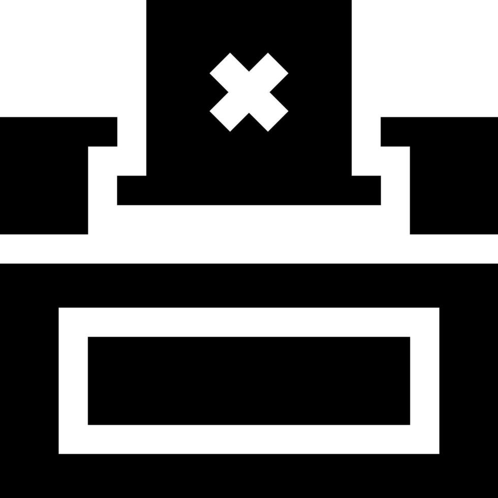 A black and white icon of a printer vector