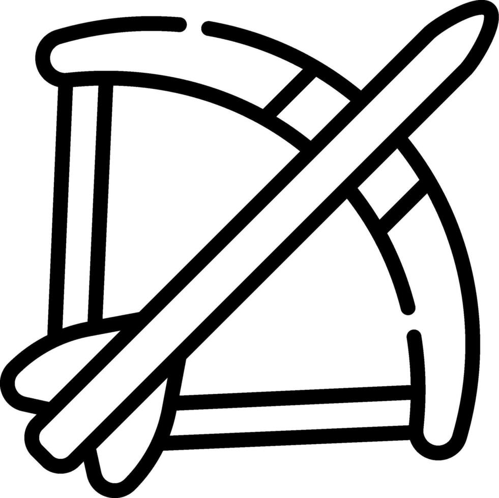 A black and white drawing of a bow and arrow vector