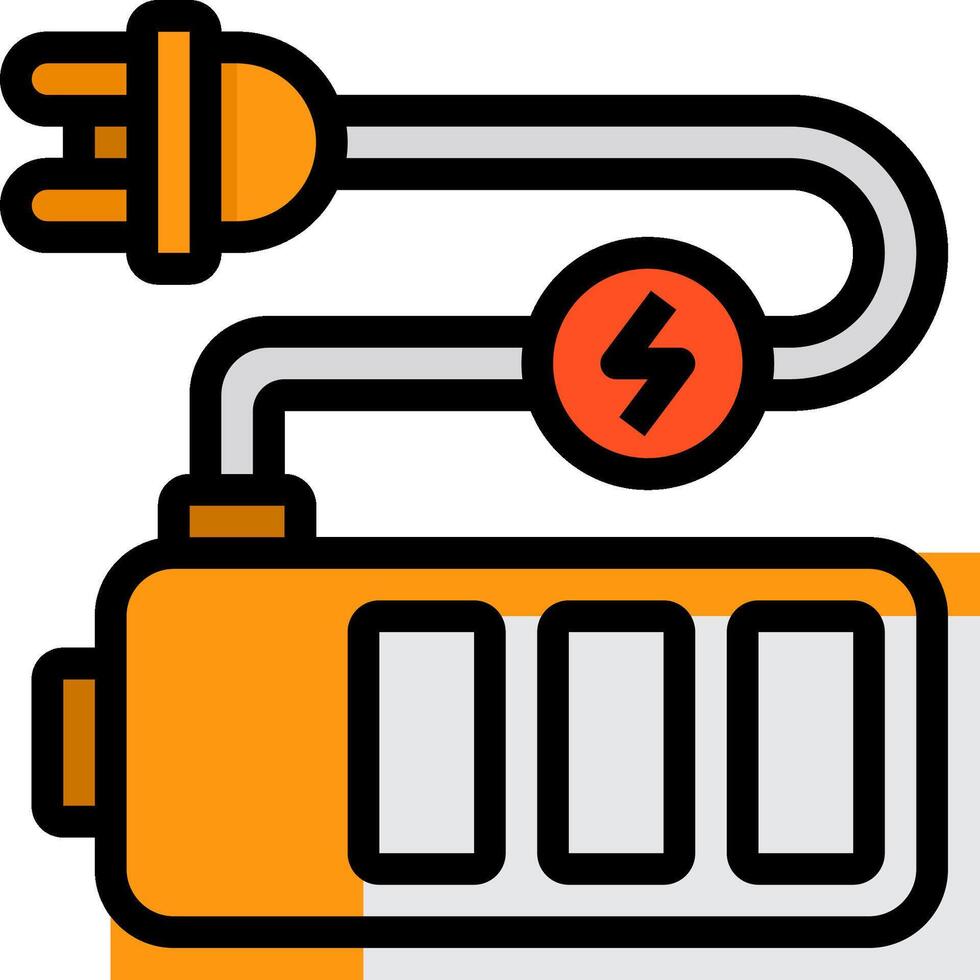 An orange and black battery charger with a plug vector