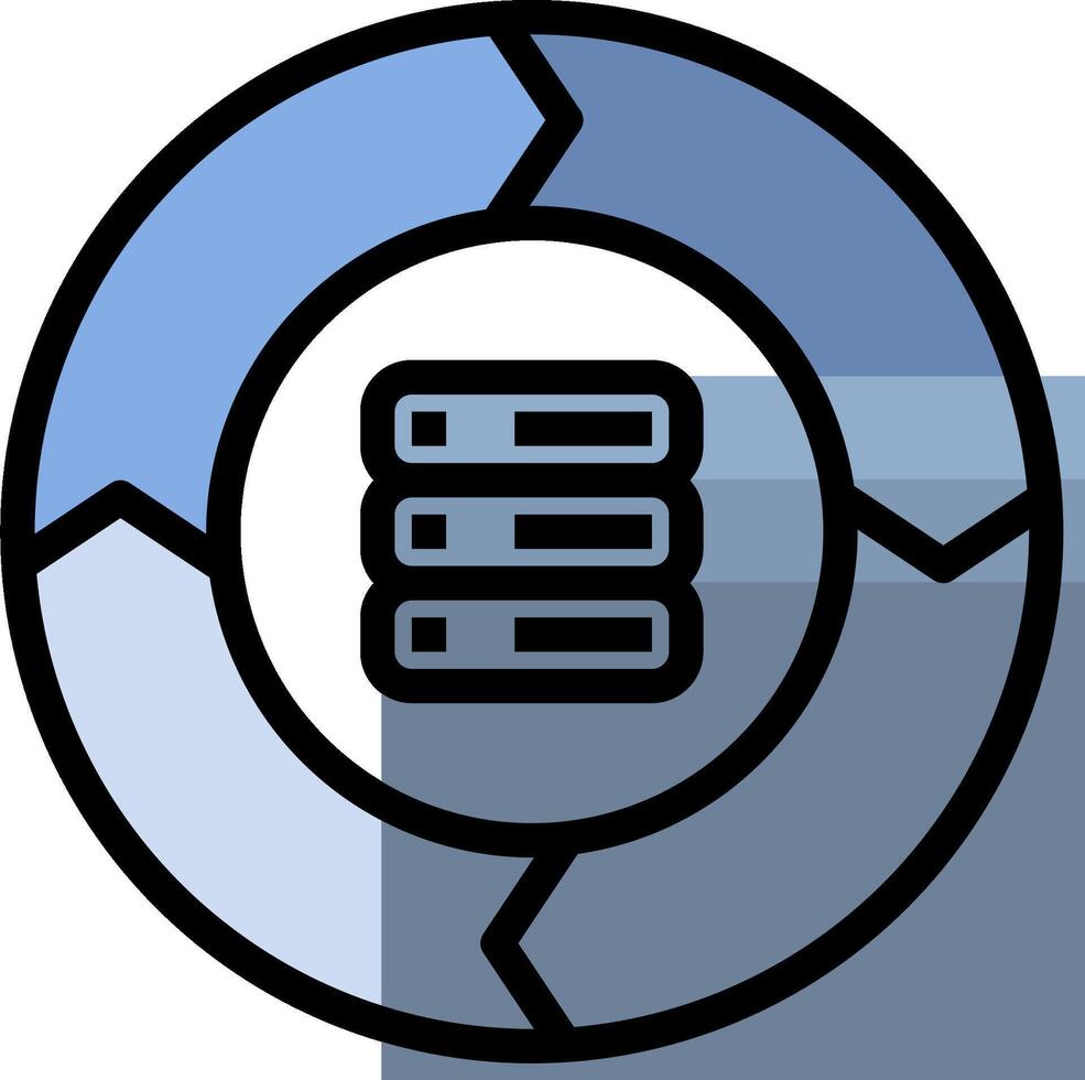 A blue and white circle with a computer in it vector