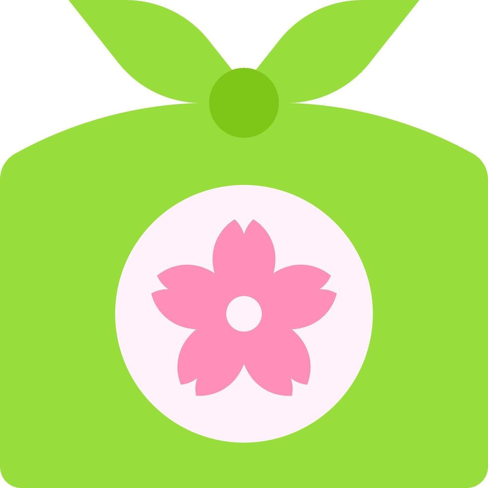 A green and pink flower in a green box vector