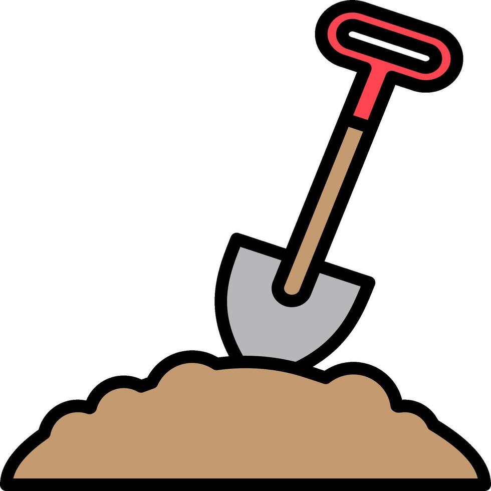 A shovel and shovel in the ground vector