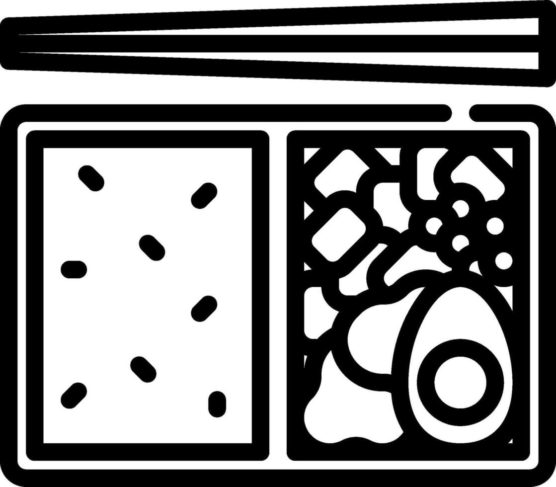 A black and white image of a box with chopsticks vector