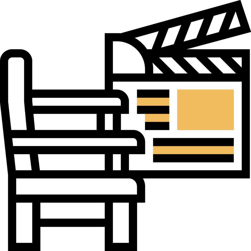 A chair with a movie clapperboard and a chair vector