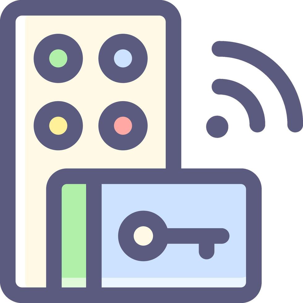 A remote control and a key are next to a phone vector