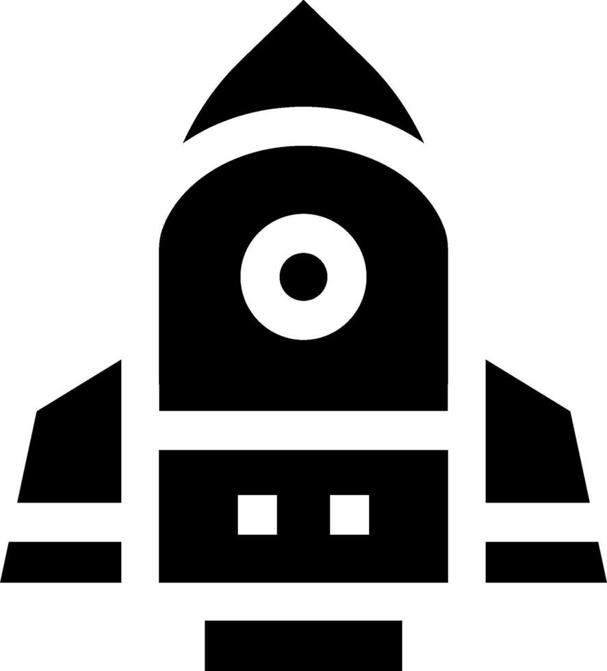 A black and white rocket icon on a white background vector