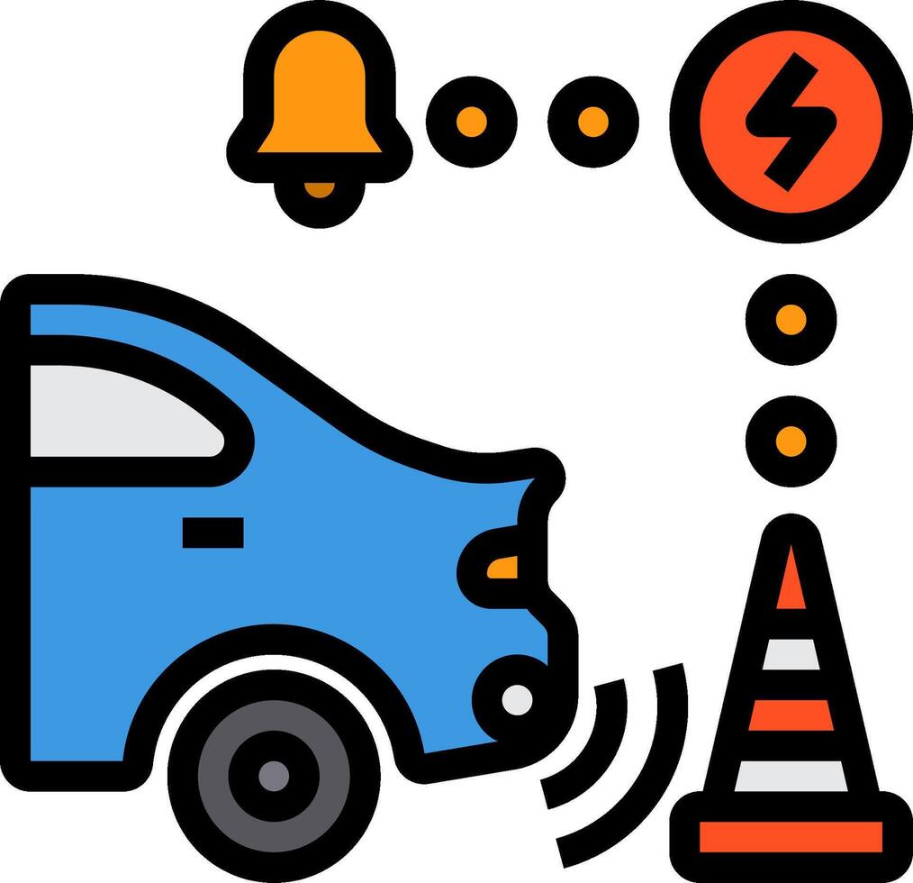 A car with a traffic cone and a traffic light vector