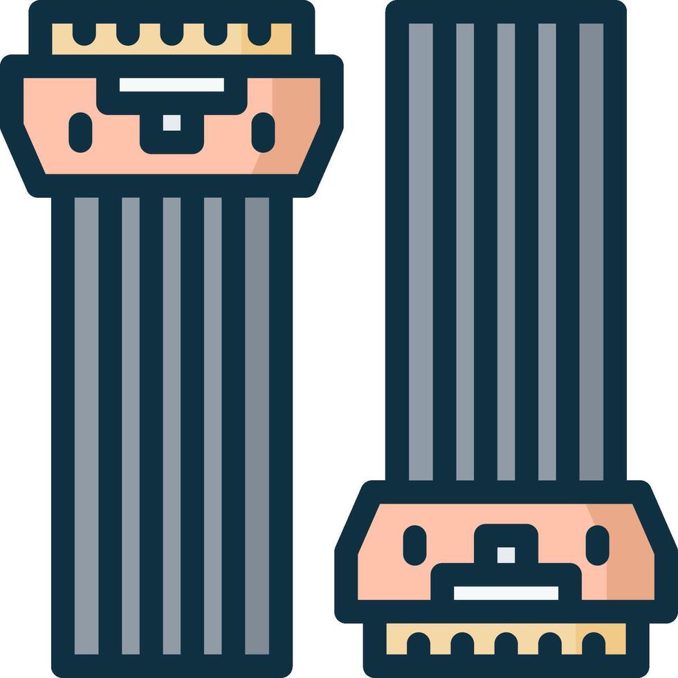 Two black and white striped socks with a face on each side vector