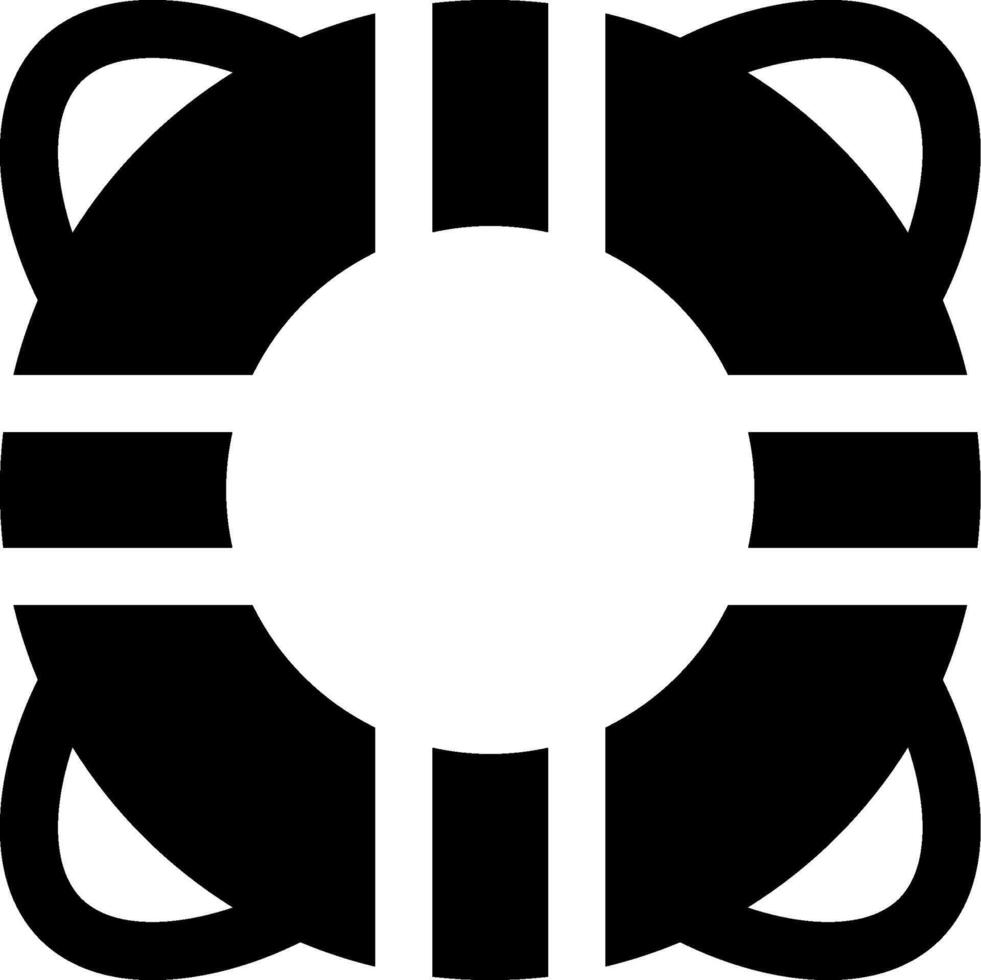 A black and white icon of a life preserver vector