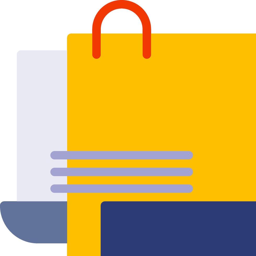 A yellow shopping bag with a blue handle vector
