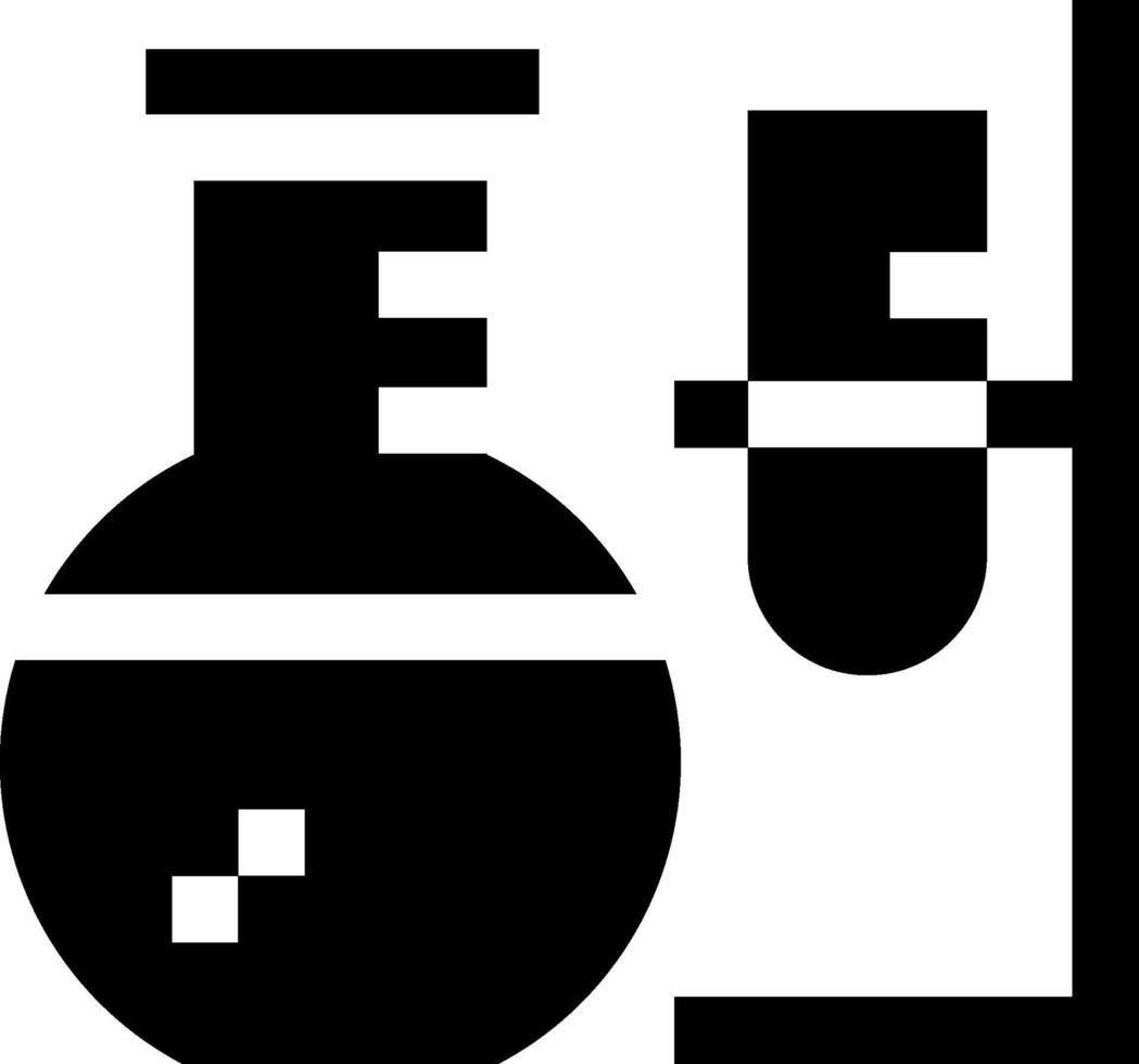 A black and white image of a laboratory flask and a test tube vector