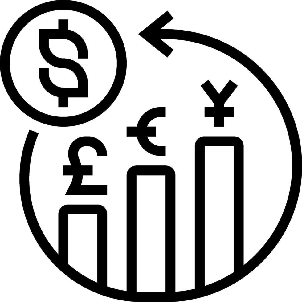 A black and white icon of a dollar sign and a bar graph vector