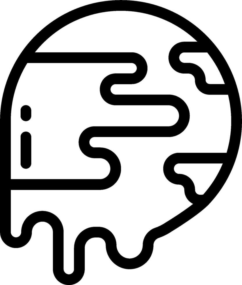 A black and white line drawing of a melting globe vector