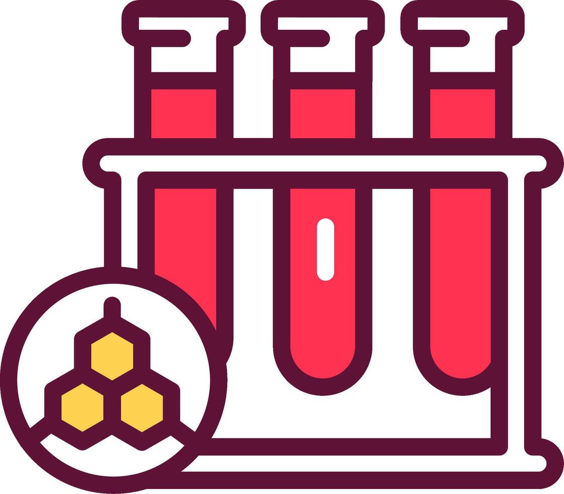 A test tube with three beakers and a honeycomb vector