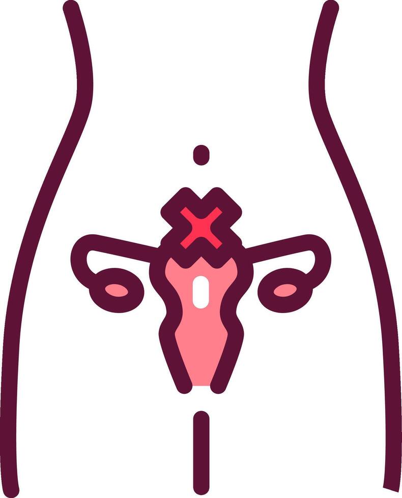 A woman's stomach with a red cross on it vector