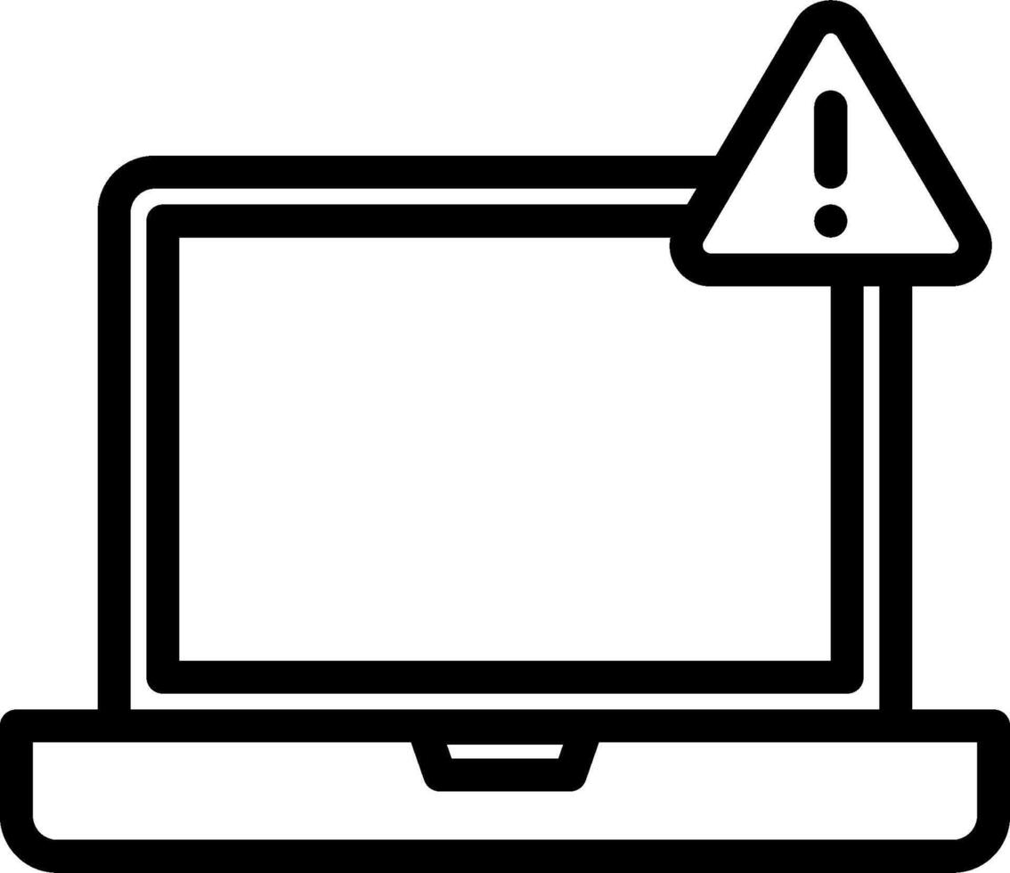 A laptop computer with a warning sign on it vector