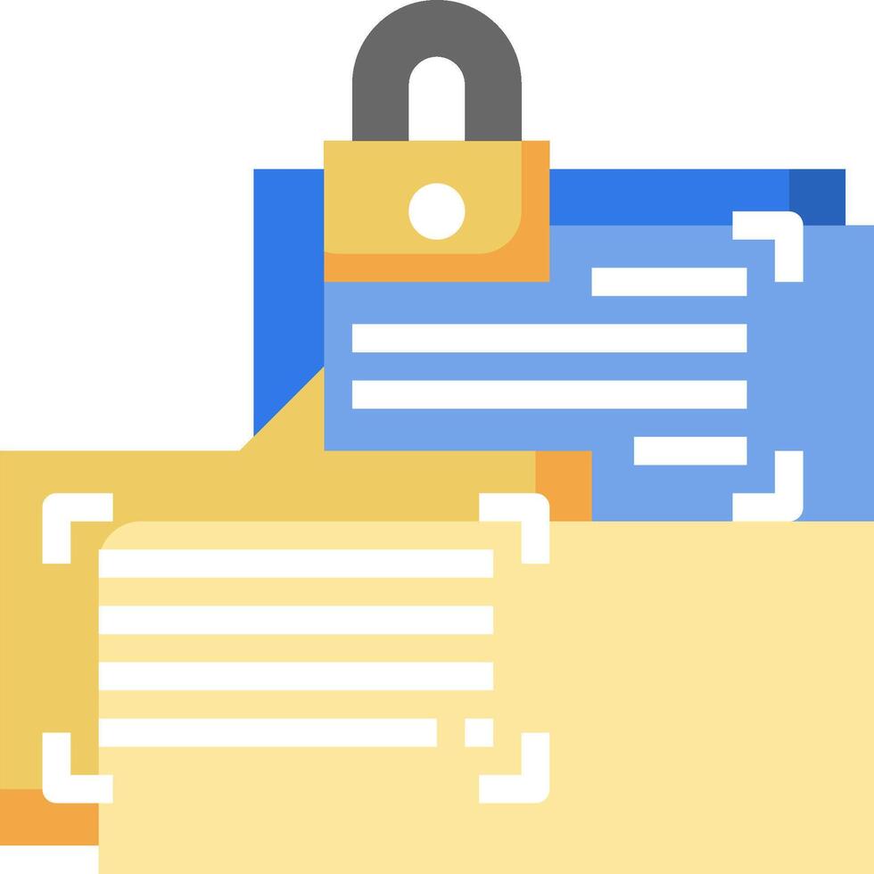 A padlock is on top of a folder with a note inside vector
