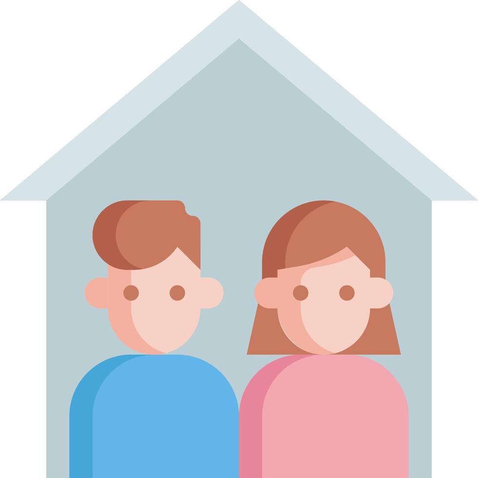 A couple in front of a house with a blue background vector