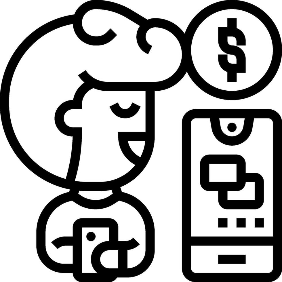 A man holding a phone and a dollar sign vector
