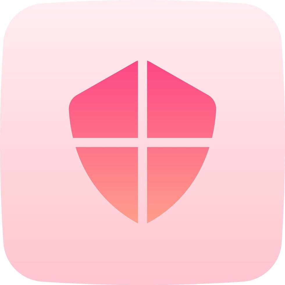 A pink and white icon with a shield on it vector
