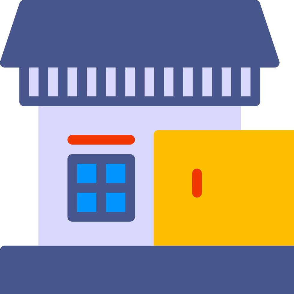 A small store with a yellow box on top vector