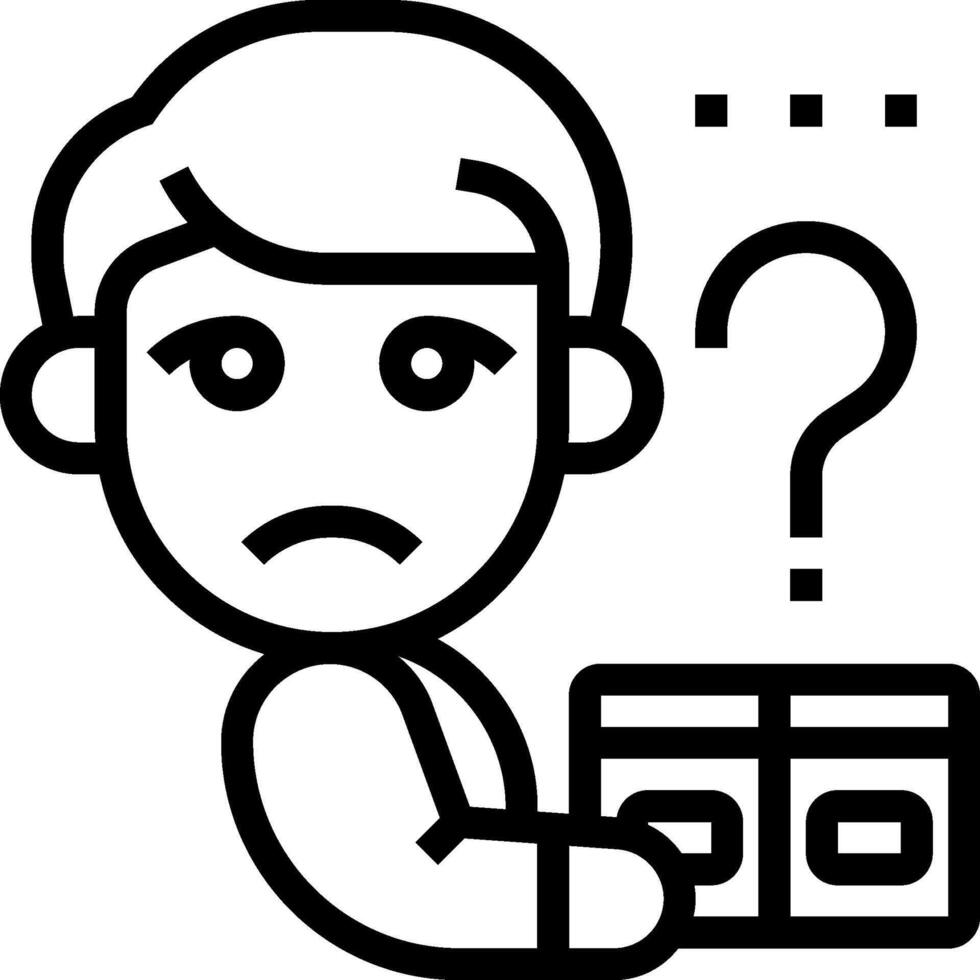 A man holding a box with question marks on it vector