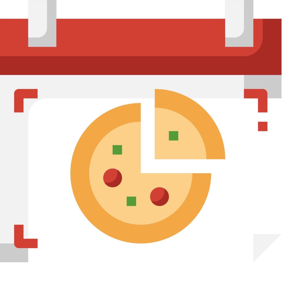 A pizza slice is shown in a calendar vector