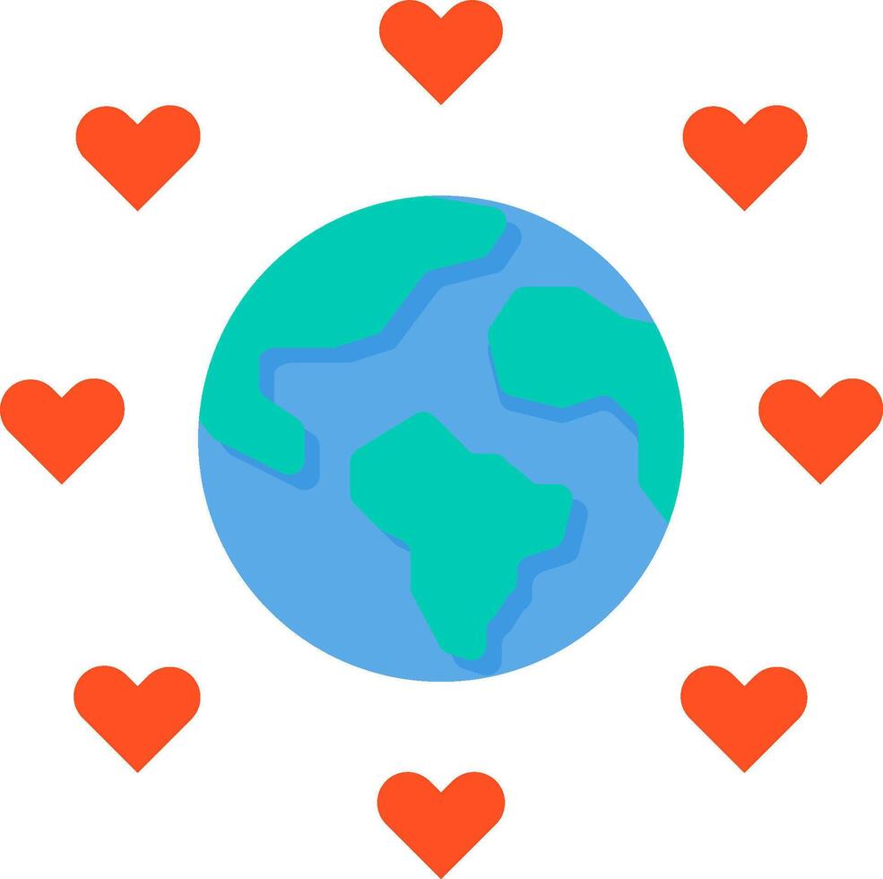 Earth with hearts around it vector