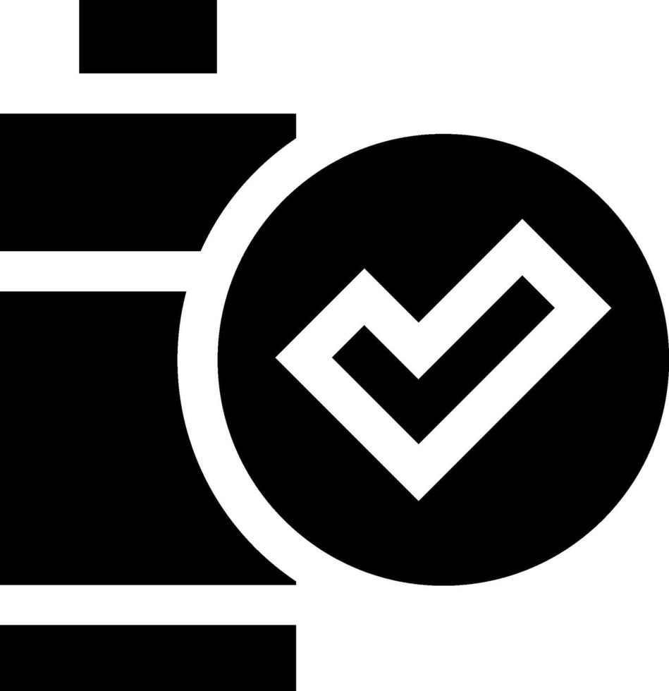 A black and white icon of a battery with a check mark vector