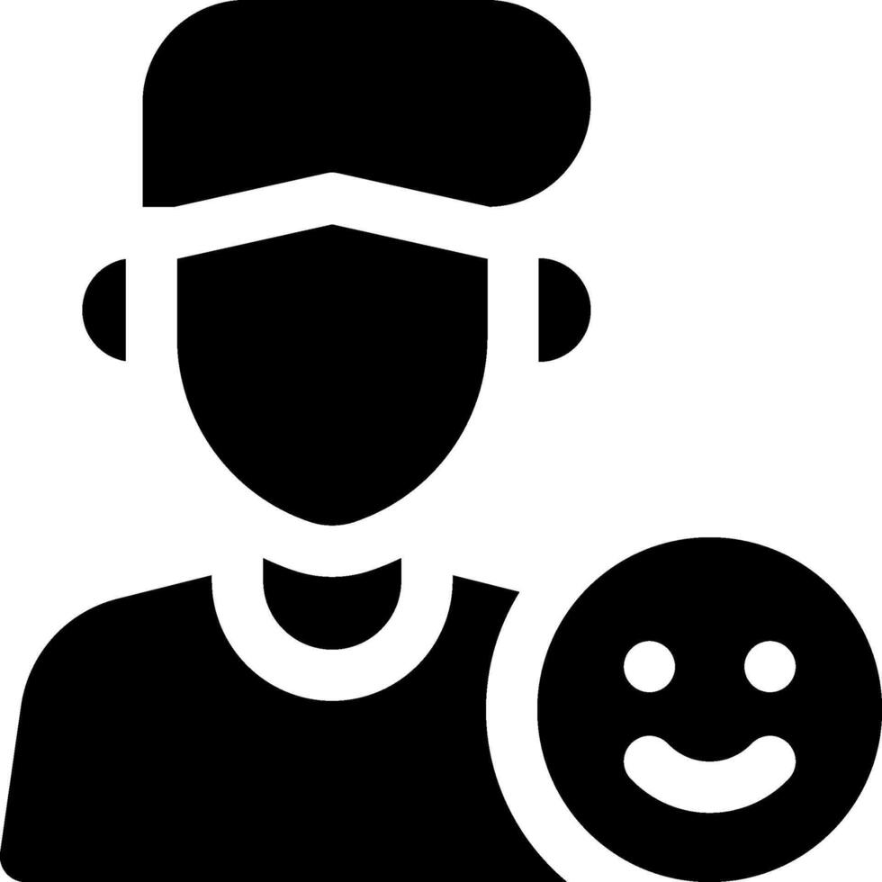 A black and white image of a man holding a smiley face vector