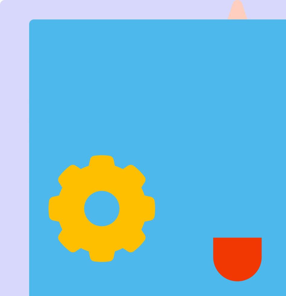 A blue square with a yellow gear on it vector