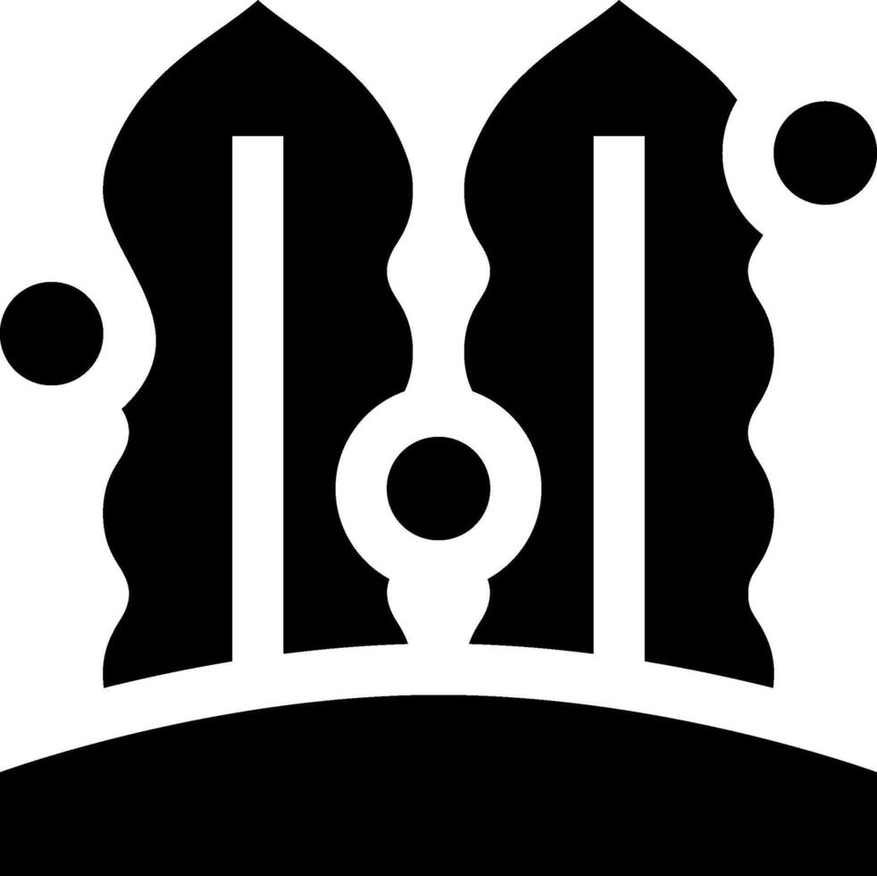 A black and white logo with a tower and two people vector