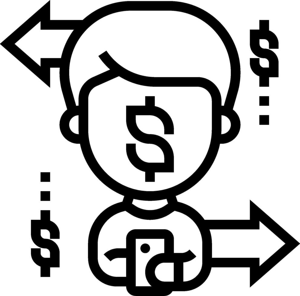 A man holding a phone and money arrows vector