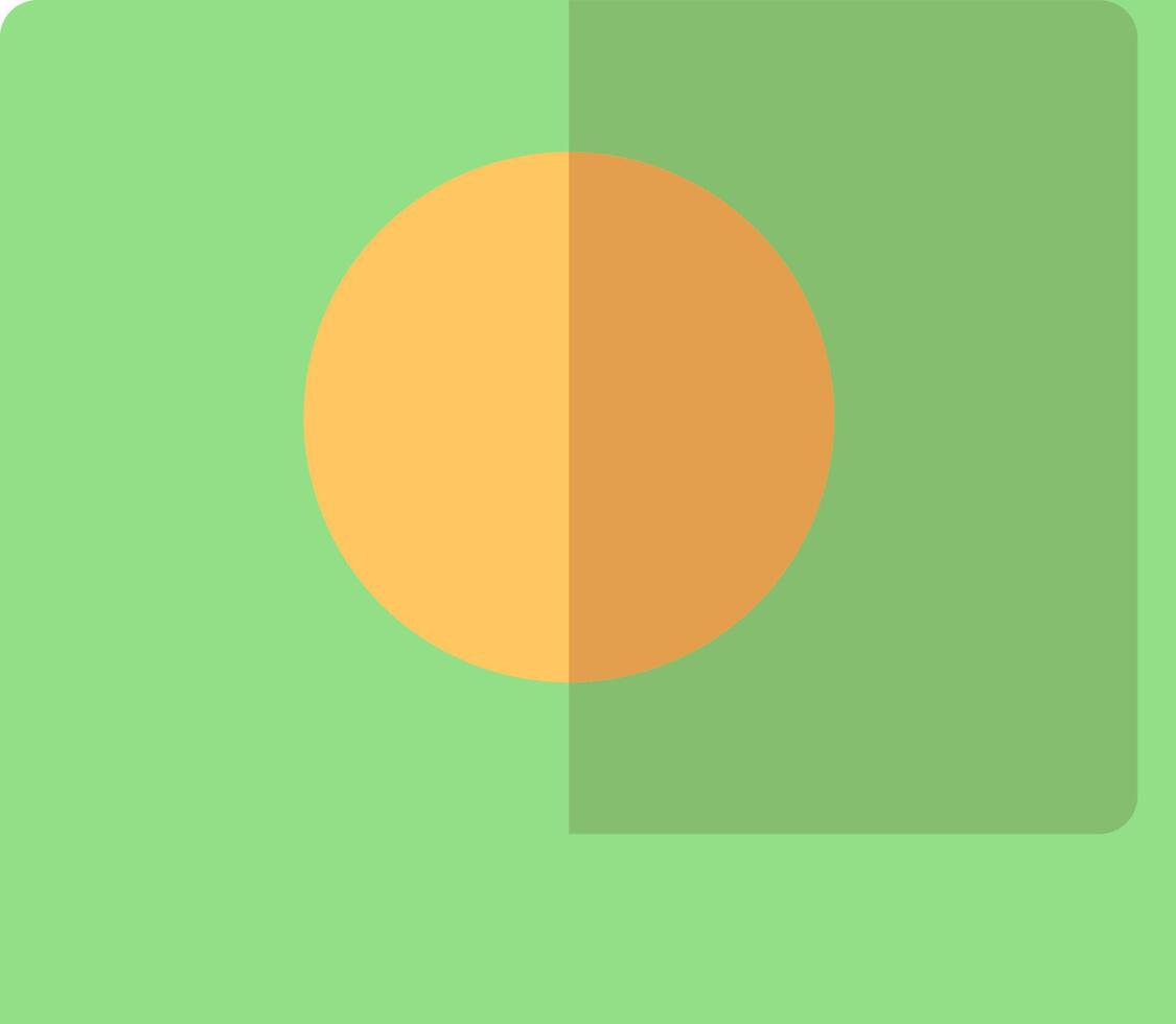 A green and orange square with a circle in the middle vector