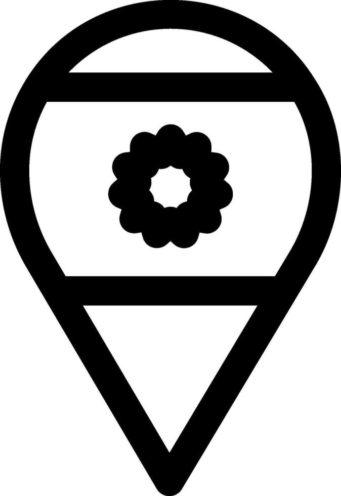 A black and white pin with a flower on it vector