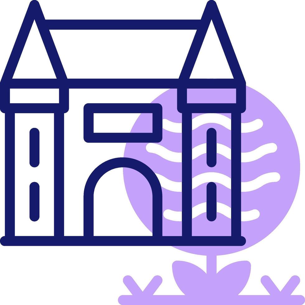 A purple castle with a tree in the middle vector